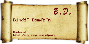 Binó Domán névjegykártya